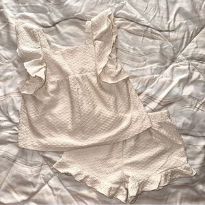4/$20 Members Mark Adorable Cream Ruffle‎ Top and Shorts Set